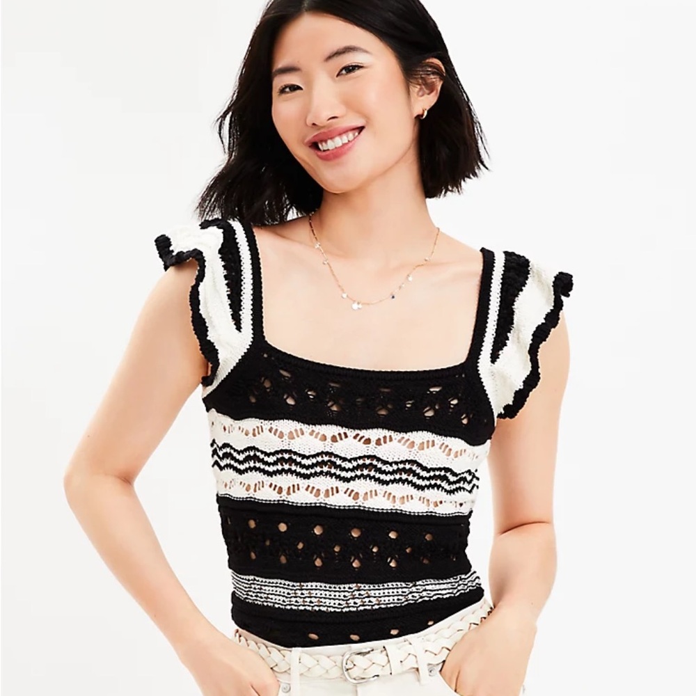 LOFT Crochet Knit Top S